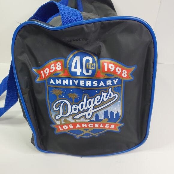 LA Dodgers 1998 Vintage Black Vinyl Duffle Bag MLB Baseball Giveaway - Picture 1 of 10